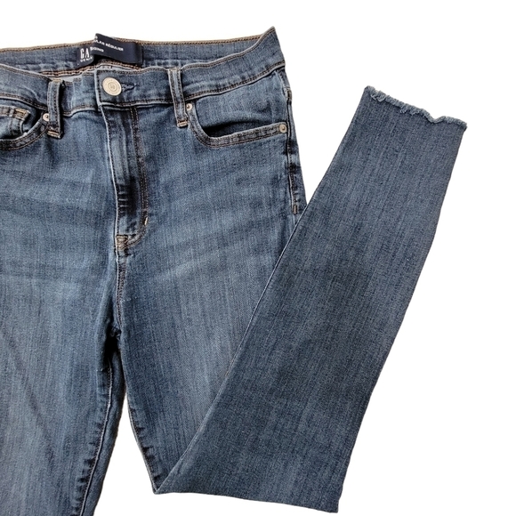 Gap Denim Raw Hem Leggings Skinny Stretchy Jeggings Wedgie Ankle Jeans SZ 10/30 - Picture 6 of 8